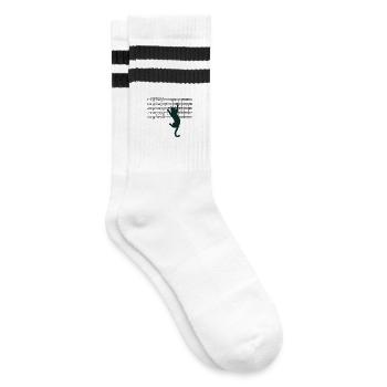 Beethoven 5. Sinfonie Noten mit Katzenmotiv - Gestreifte Tennissocken - Weiß/Schwarz - Rechts