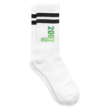 Limited Edition 2007 18. Geburtstag Geschenk - Gestreifte Tennissocken - Weiß/Schwarz - Rechts