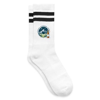 Nocturnal mountain scenery with beer bottle - Striped tennis socks - white/black - Right