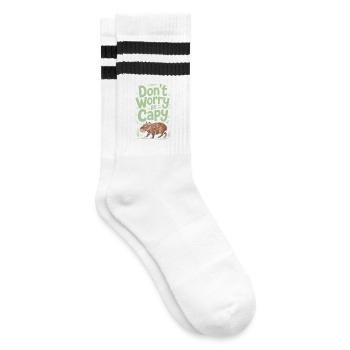 Capybara Dont Worry Be Capy Capybara Rodent - Striped tennis socks - white/black - Right