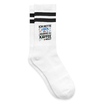 Je sauve des vies pendant que vous prenez un café - Chaussettes de tennis - blanc/noir - Droite