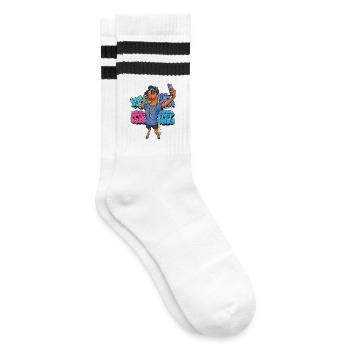 Selfie Queen – Urban Street Art Horse - Gestreifte Tennissocken - Weiß/Schwarz - Rechts