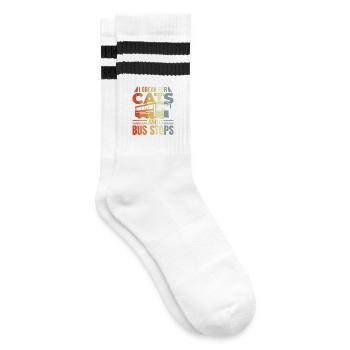I Brake for Cats and Bus Stops - Gestreifte Tennissocken - Weiß/Schwarz - Rechts