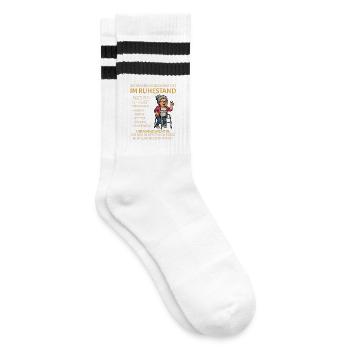 Rente Pension Ruhestand lustiges Rentner - Gestreifte Tennissocken - Weiß/Schwarz - Rechts