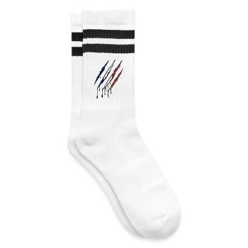 Frankreich Tricolore Kralle Grunge Flagge Kratzer - Gestreifte Tennissocken - Weiß/Schwarz - Rechts