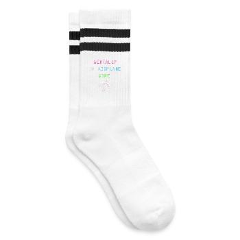 Mentally on Airplane Mode - Gestreifte Tennissocken - Weiß/Schwarz - Rechts