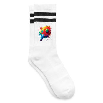 Tennis de Table – Design Sport Ping-Pong Splash - Gestreifte Tennissocken - Weiß/Schwarz - Rechts