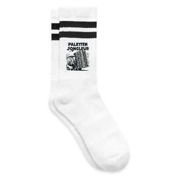 Paletten Jongleur Gabelstapler Lustig - Gestreifte Tennissocken - Weiß/Schwarz - Rechts
