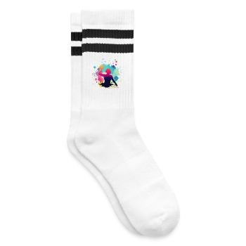 Wasserball Frau, Wasserballerin, Wasserballsport - Gestreifte Tennissocken - Weiß/Schwarz - Rechts