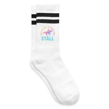 Reiten Reiterin Aus dem Weg Ich muss zum Stall - Gestreifte Tennissocken - Weiß/Schwarz - Rechts