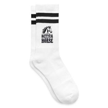 La vie est meilleure avec une déclaration de Horse Reiter - Chaussettes de tennis - blanc/noir - Droite
