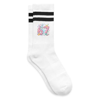 67 Ostern - Gestreifte Tennissocken - Weiß/Schwarz - Rechts