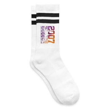 LIMITED EDITION 2007 BASKETBALL 19. GEBURTSTAG - Gestreifte Tennissocken - Weiß/Schwarz - Rechts