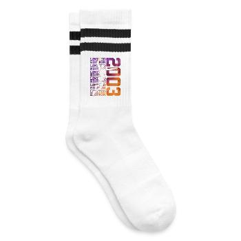LIMITED EDITION 2003 BASKETBALL 23RD BIRTHDAY - Striped tennis socks - white/black - Right