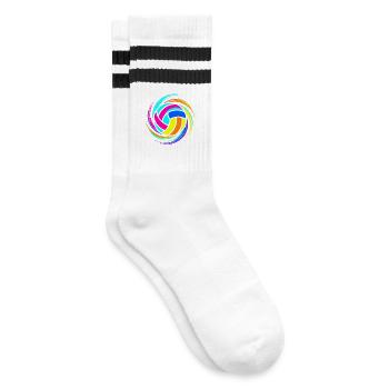 Colorful volleyball - Striped tennis socks - white/black - Right