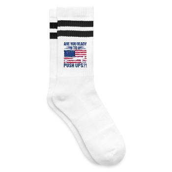 Fitness Fanatics Ready To Push Ups Calisthenics - Striped tennis socks - white/black - Right