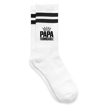 Papa Großartiger Vatertag - Gestreifte Tennissocken - Weiß/Schwarz - Rechts