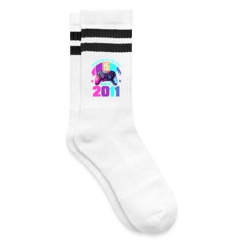 15. Geburtstag Junge Mädchen - Gestreifte Tennissocken - Weiß/Schwarz - Rechts