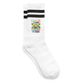 Cancun Cruise Squad 2026 - Striped tennis socks - white/black - Right