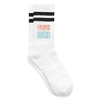 Bruh Ich Bin Doppelte Ziffern - Gestreifte Tennissocken - Weiß/Schwarz - Rechts