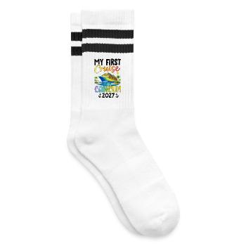 My First Cruise Cancun 2027 - Striped tennis socks - white/black - Right