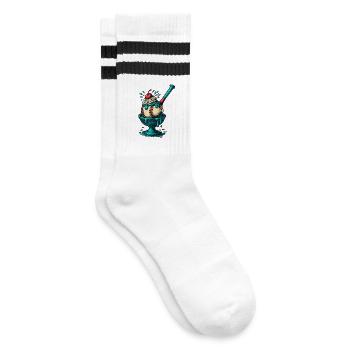 Baseball-Sundae Leckerei - Gestreifte Tennissocken - Weiß/Schwarz - Rechts