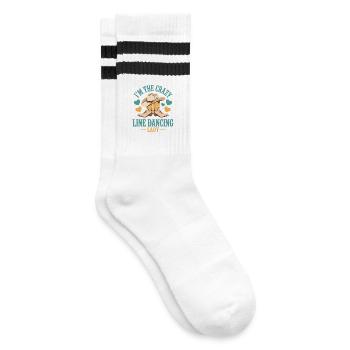 Line Dance Line Dancing Gift - Striped tennis socks - white/black - Right