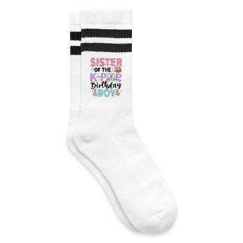 Sister of The K-Pop Birthday Boy - Gestreifte Tennissocken - Weiß/Schwarz - Rechts