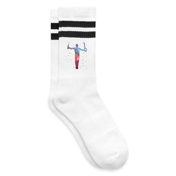 Turner Ringeturnen Gymnastik Weltraum Turnen - Gestreifte Tennissocken - Weiß/Schwarz - Rechts