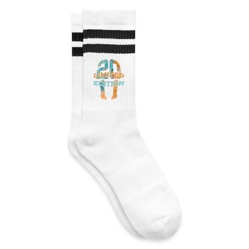 LIMITED EDITION 2011 15 YEARS 15TH BIRTHDAY - Striped tennis socks - white/black - Right
