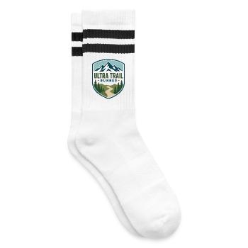 Ultra Trail Runner Mountain Shield - Gestreifte Tennissocken - Weiß/Schwarz - Rechts