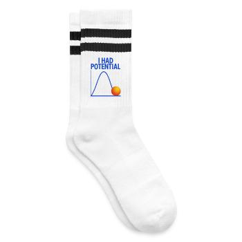 I Had Potential Grafik Physiker Witz - Gestreifte Tennissocken - Weiß/Schwarz - Rechts