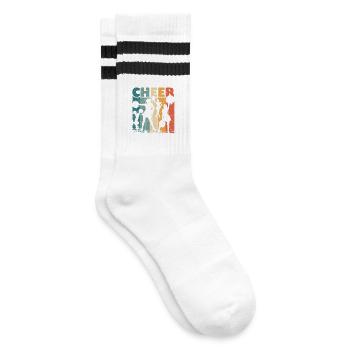 Cheer Cheerleader Sport Mädchen - Gestreifte Tennissocken - Weiß/Schwarz - Rechts