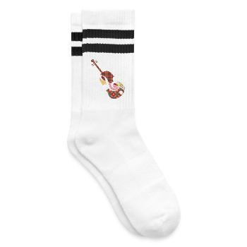 schöne Patchwork Violine mit Violinschlüssel - Gestreifte Tennissocken - Weiß/Schwarz - Rechts
