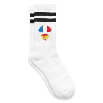 Baum Frankreich Spanien Spanische Wurzeln Flaggen - Gestreifte Tennissocken - Weiß/Schwarz - Rechts