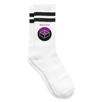 purple in the box - Gestreifte Tennissocken - Weiß/Schwarz - Rechts