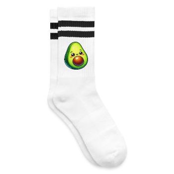 Avocado - Striped tennis socks - white/black - Right