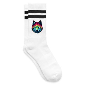 Wolf - Striped tennis socks - white/black - Right