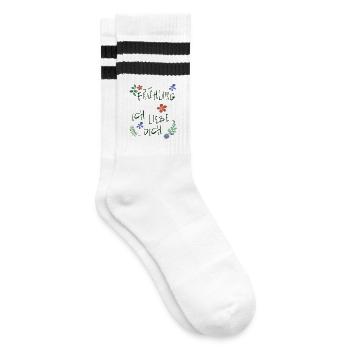 Frühling Liebe Dich  - Gestreifte Tennissocken - Weiß/Schwarz - Rechts