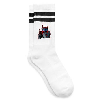 0856 case red border - Striped tennis socks - white/black - Right