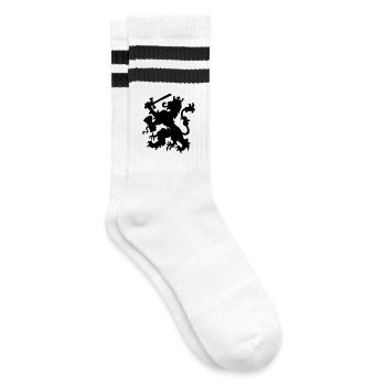 Leeuw, Lion, Lowe - Striped tennis socks - white/black - Right