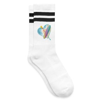 Stand up paddling with a lot of heart on the beach - Striped tennis socks - white/black - Right