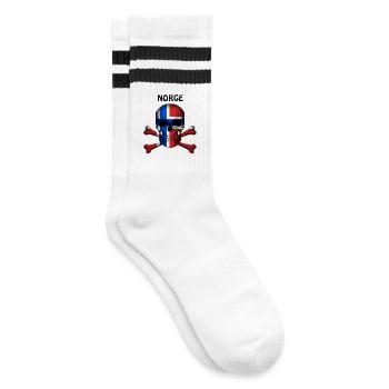 Skull Jolly Roger Pirate Flag Norge R6Z - Gestreifte Tennissocken - Weiß/Schwarz - Rechts