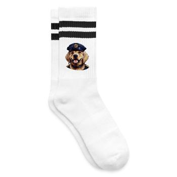 Dogs Police - Striped tennis socks - white/black - Right