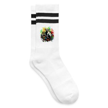 Lemur - Striped tennis socks - white/black - Right