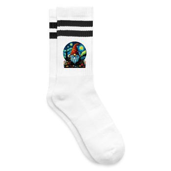 Gnom - Gestreifte Tennissocken - Weiß/Schwarz - Rechts