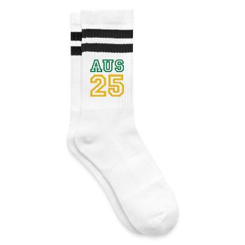 AUSTRALIA 2025 - Gestreifte Tennissocken - Weiß/Schwarz - Rechts