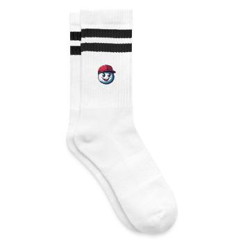 Cap Rouge Golfball-Maskottchen - Gestreifte Tennissocken - Weiß/Schwarz - Rechts