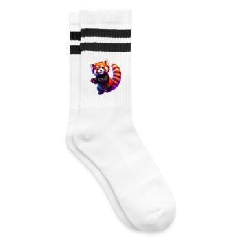 Red panda - Striped tennis socks - white/black - Right