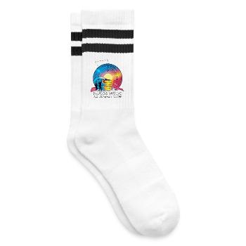 House Musik - Gestreifte Tennissocken - Weiß/Schwarz - Rechts